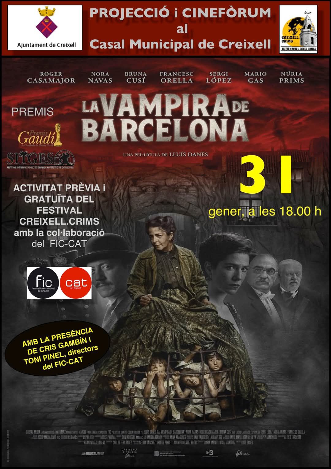 El Festival Creixell.Crims inaugurarà demà la seva temporada 2025 amb la projecció de “La Vampira de Barcelona”